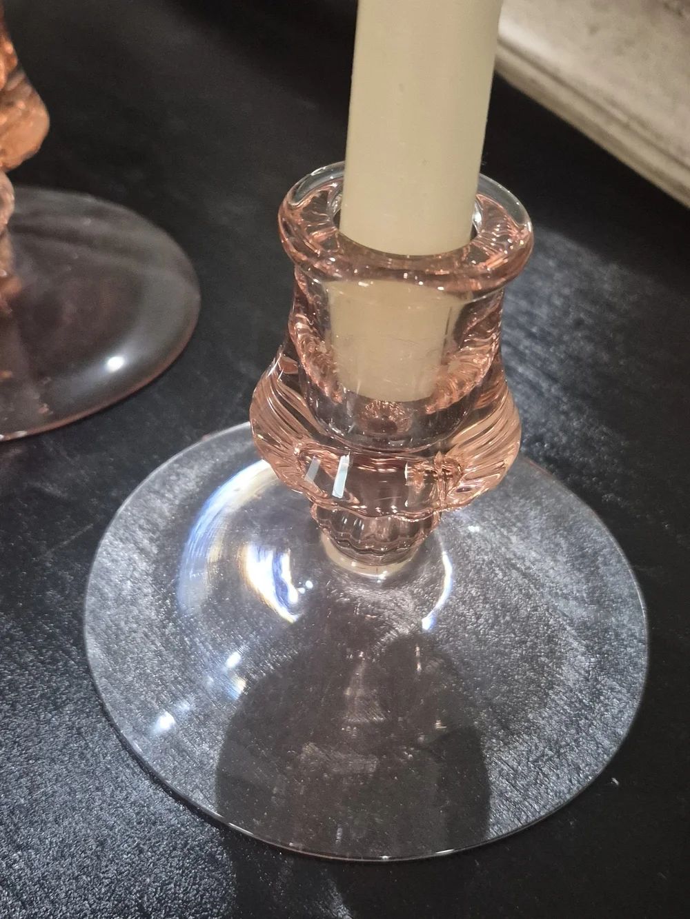 2 Pink Depression Glass Candlestick Holders Tiffin-Franciscan or Fostoria